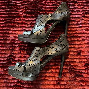 Carlos Santana leather laser cut detail heels.  Size 6.5